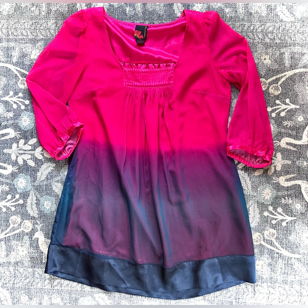 Debbie Shuchat Tunic hot pink and navy ombré